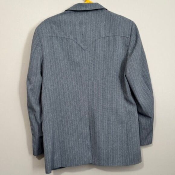 USED Men's Circle S Long Sleeve Blazer Jacket Size 42R Color Grey Lining Green - Picture 2 of 2